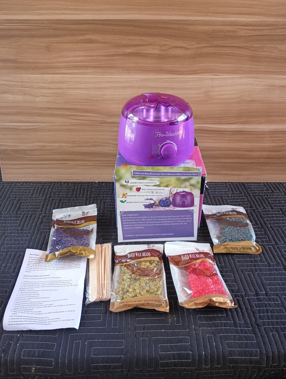 100 Purple Wax Warmer Hair Removal Kit with Assorted Wax Beans
